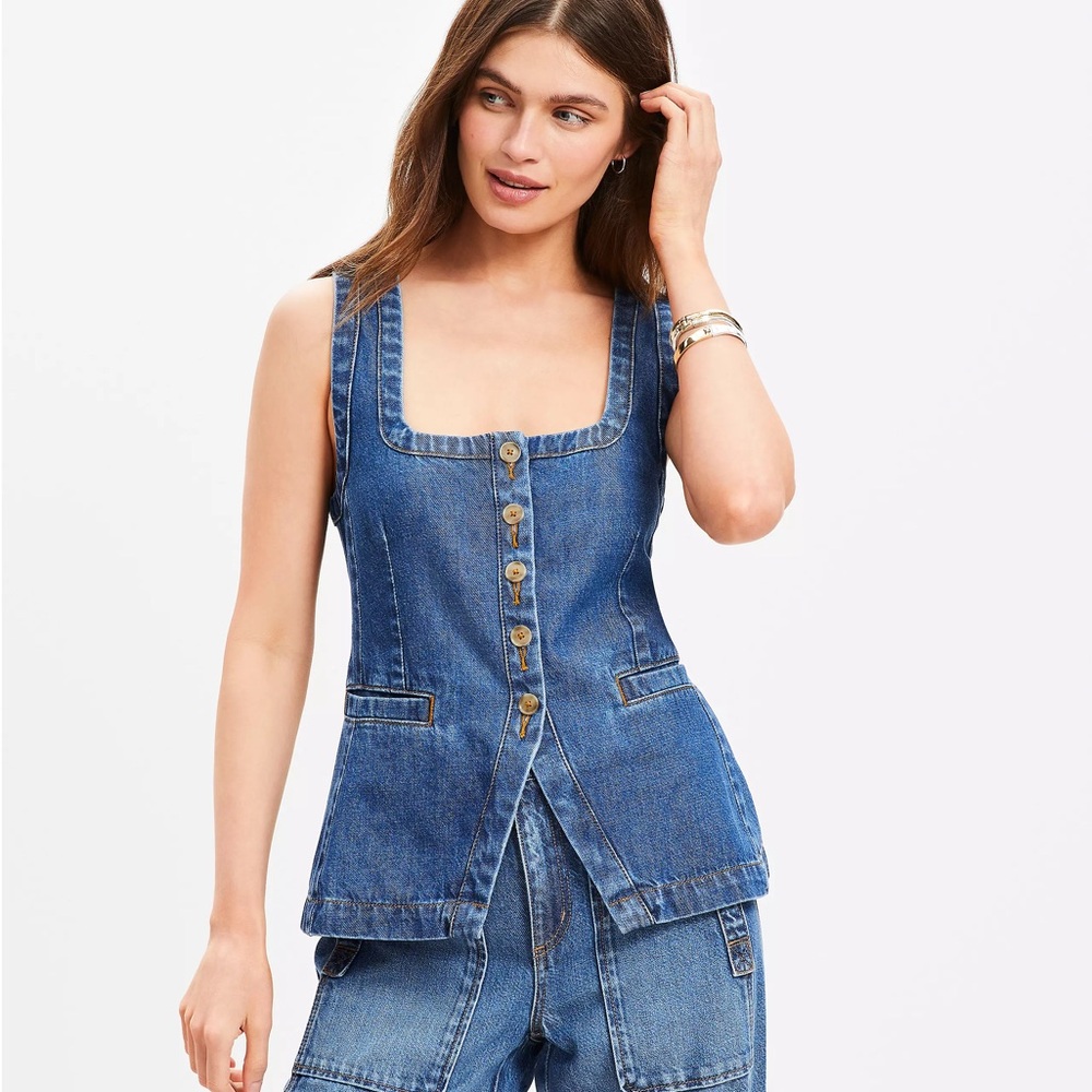 Women's Blue Denim vest top